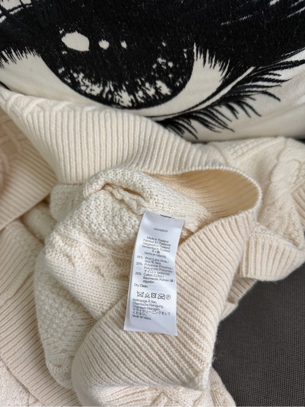 New Madewell Cream Cable Knit V-Neck Sweater M - Picture 6 of 6